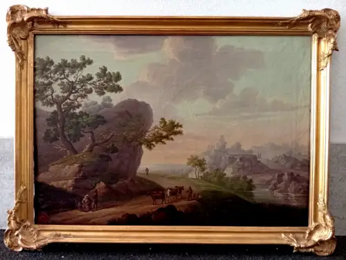 Gemälde, Öl auf Leinwand, unsigniert,l.u. Siegel gerahmt,wohl Italien 18 Jhdt.