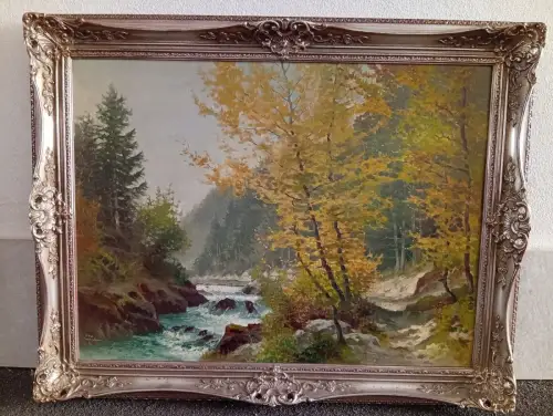 Ölbild "Sonniger Herbsttag am Waldbach " von Josef Süssmeier