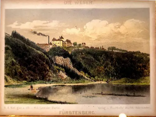 Lithografie, koloriert,R.Geissler,Berlin, Fürstenberg/Weser,gerahmt