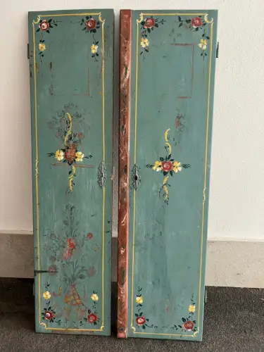 2 Türen, Bauernschranktüren, Handbemalt,19.Jhdt,alpenländisch