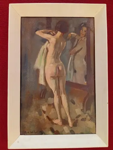Gemälde, Akt,Frau vor Spiegel, Öl a.Malkarton,sign. J. Rudolf Witzel, um 1919