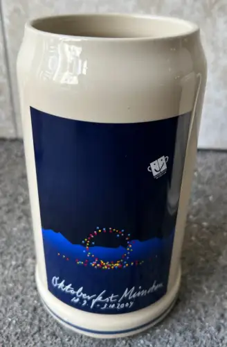 Bierkrug, Oktoberfest Jahr 2004, offizieller Maßkrug, Bierkrug, Steingut,1 Liter