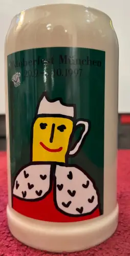 Bierkrug, Oktoberfest 1997, offizieller Original, Steingut, 1 Liter, Rastal