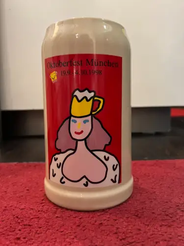 Bierkrug, Oktoberfest 1998, offizieller Original Steingut, 1 Liter, Rastal