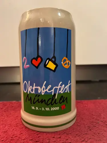 Bierkrug, Oktoberfest 2000, offizieller Original, Steingut, 1 Liter, Rastal