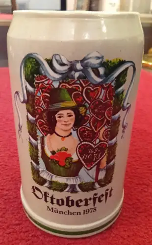 Bierkrug, Oktoberfest 1978 , offizieller Original, Steingut, 1 Liter, Rastal,