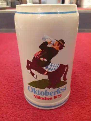 Bierkrug, Oktoberfest 1979 , offizieller Original-Steingut, 1 Liter, Rastal,