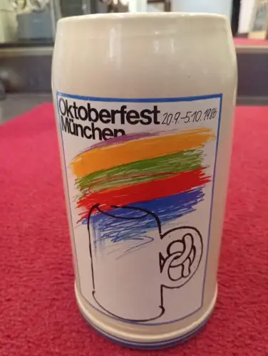 Bierkrug, Oktoberfest 1986, offizieller Original, Steingut, 1 Liter, Rastal,