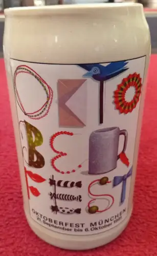 Bierkrug, Oktoberfest 1991, offizieller Original, Steingut, 1 Liter, Rastal,