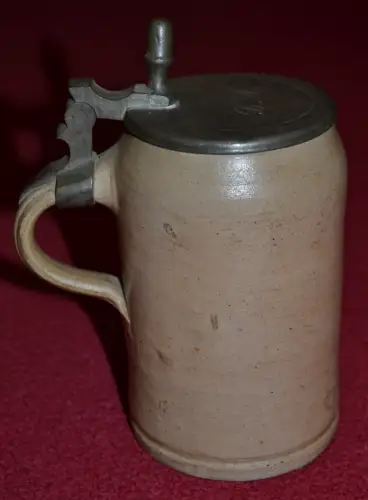 Bierkrug,0,5 Liter, Zinndeckel,Monogramm BM, Steingut,ca.1900,