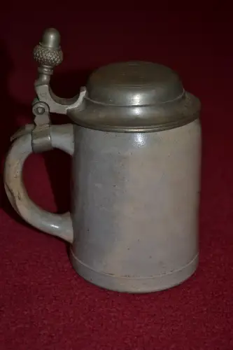Bierkrug, 0,5 Liter, Zinndeckel  ,19.Jhdt,Monogr. J O
