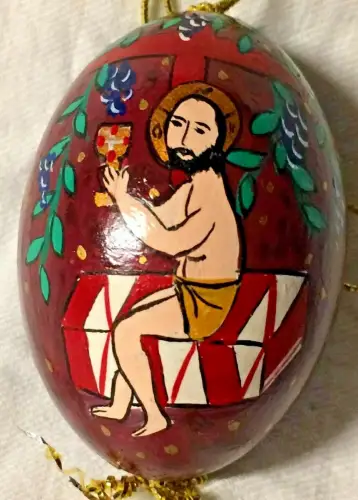 Wunderschönes bemaltes Ei, Osterei, Osterdekoration mit Bibel-Motiv