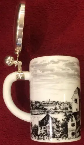 Bierkrug 1970er Jahre,Silberdeckel, Siegerpreis DM im Segeln 1972,Kaiser Porz.