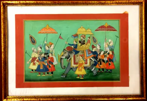 Indische Gouache, nicht signiert, gerahmt unter Glas