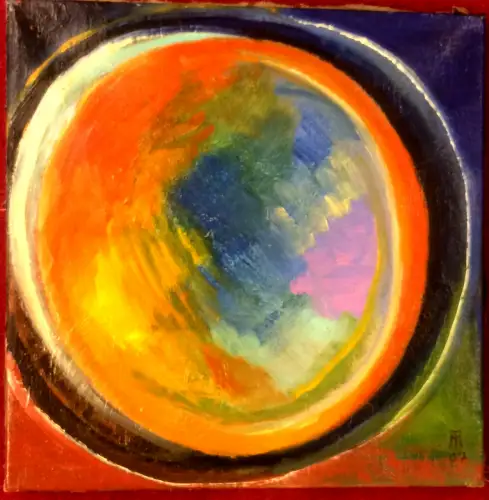 Abstraktes Ölbild auf Leinwand, monogrammiert „TM 07“, wohl 1950er Jahre