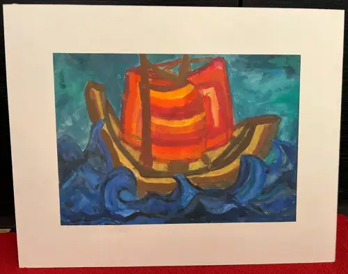 Aquarell, Segelboot, unsigniert, ungerahmt, 56 cm x 44 cm gesamt