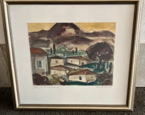 Aquarell, Olympia, Griechenland, sign. Alois Huber 1955,