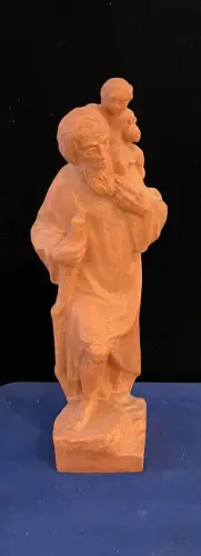 Keramikfigur aus Ton, heiliger Christophorus mit Jesuskind,von Karl Graf-Kroher,