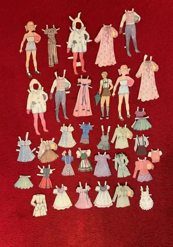 Anziehpuppen, Anziehkleidungsstücke,Papier,Konvolut,Siehe Fotos und Beschreibung