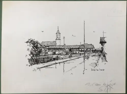 Deining - Original-Tusche-Zeichnung von Karl Sally Bauer-Oltsch