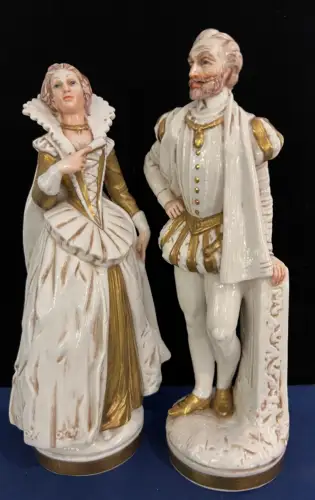 2 Porzellanfiguren, spanisches Königspaar, P.A.E.S.A , Spanien, Höhe 27 cm