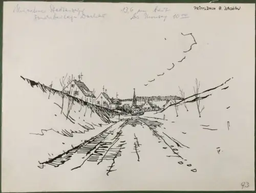 Prittlbach bei Dachau - Original-Tusche-Zeichnung von Karl Sally Bauer-Oltsch