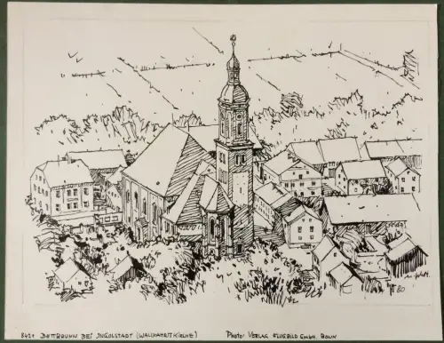 Bettbrunn bei Ingolstadt - Original-Tusche-Zeichnung von Karl Sally Bauer-Oltsch