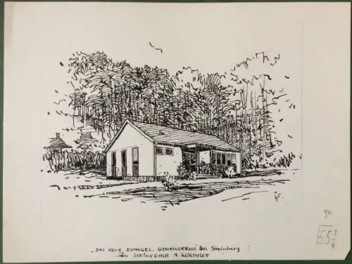 Steinebach am Wörthsee - Original-Tusche-Zeichnung von Karl Sally Bauer-Oltsch