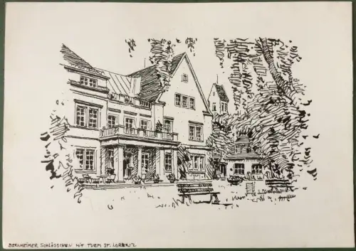 Bernheimer Schlößchen - Original-Tusche-Zeichnung von Karl Sally Bauer-Oltsch