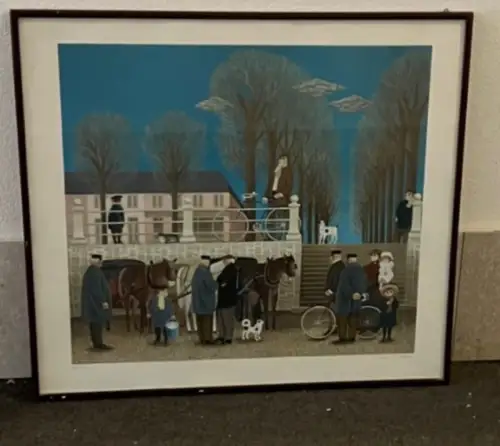 Bild, Lithografie signiert,Jan Balet,NR. 60/300, Marktplatz,83 x 75 cm m. Rahmen