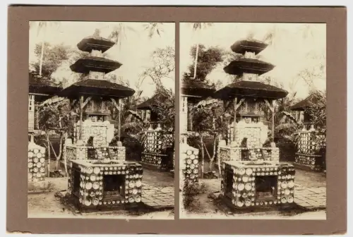Original-3D/Stereophotographie Tempelanlage auf Bali, wohl August 1913