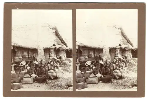 Original-3D/Stereophotographie Reishändlerinnen auf Bali, August 1913