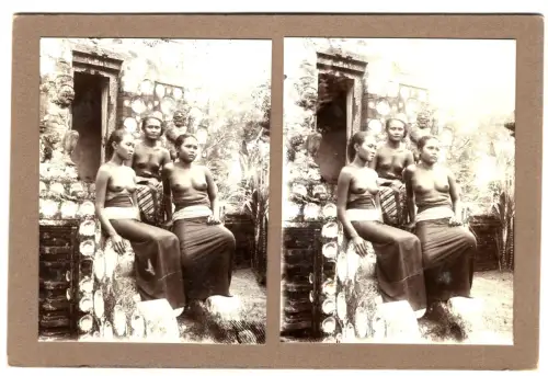 Original-3D/Stereophotographie Tempel Poera Satria auf Bali, August 1913