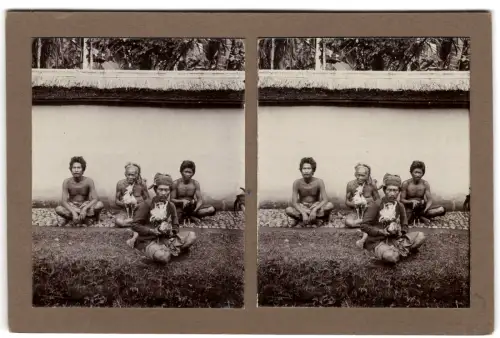 Original-3D/Stereophotographie Hahnenkampf auf Bali, August 1913