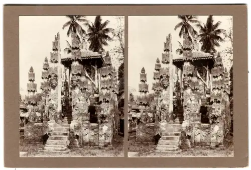 Original-3D/Stereophotographie Tempel auf Bali, August 1913