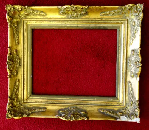  Rahmen,rechteckig,um 1880,Holz,vergoldet,reich verziert, für Restaurator 