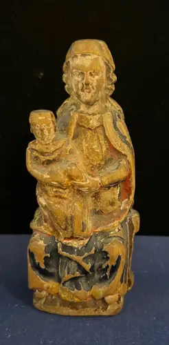 Madonna mit Jesuskind, Holz, polychrom, 18. Jhdt., Höhe ca. 11,5 cm