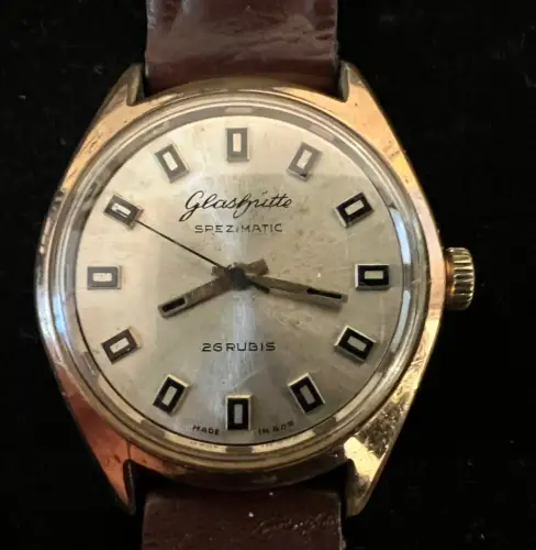 Herrenarmbanduhr , Glashütte, Spezimatic, 26 Rubis, vergoldet, Bastler