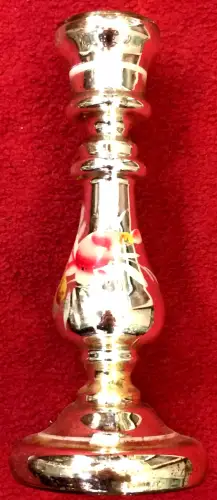 Antiker bemalter Kerzenleuchter aus Bauernsilber