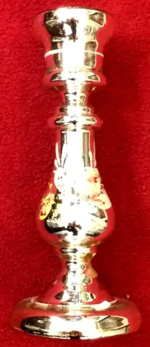 Antiker bemalter Kerzenleuchter aus Bauernsilber