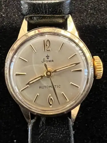 Armbanduhr, Damen, Stowa, Automatik, gebraucht, Lederarmband, rund, Ø 19 mm