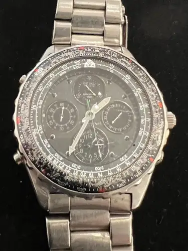 Armbanduhr, Herren, Seiko, Quartz, Chronograf, Flightmaster Sports, Datumanzeige