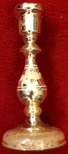 Antiker bemalter Kerzenleuchter aus Bauernsilber