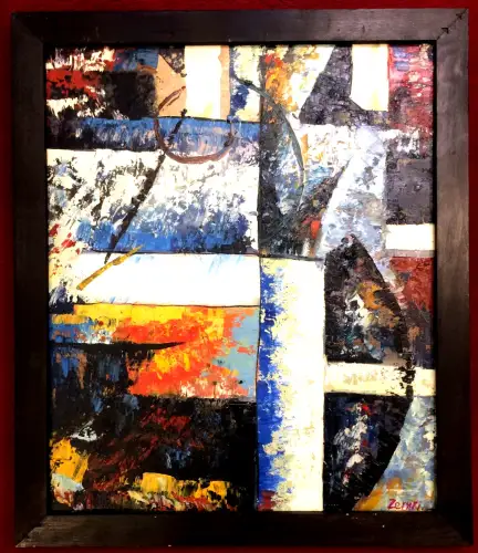 Abstraktes Gemälde, Öl auf Leinwand, signiert, gerahmt