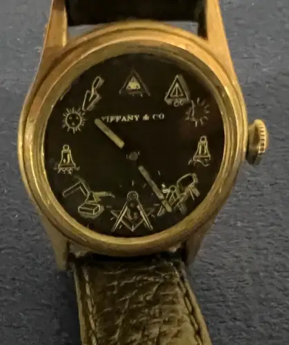 Armbanduhr, Croton f. Tiffany & Co.,Freimauer, Silber, Ø 29 mm ,Siehe Fotos