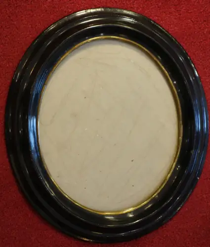 Bilderrahmen oval,Biedermeier, Pappmaché mit Holz versteift, mit Glas