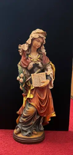 Holzschnitzerei, Hl. Barbara, koloriert, Höhe ca. 37 cm, P. Mayerle, Dillingen