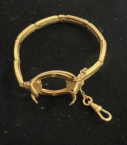 Haltevorrichtung als Armband für eine Taschenuhr, bis 33 mm Ø, vergoldet