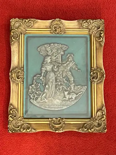 Zinnplatte, gerahmt, Der Trompeter von Säckingen, Glas gebrochen