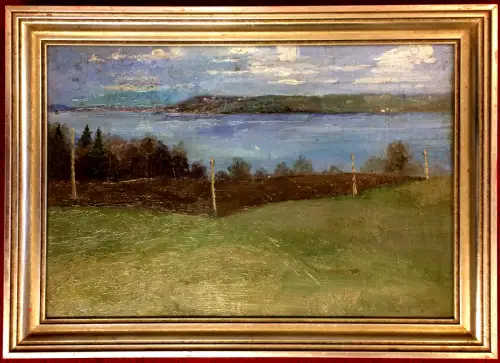 Ölgemälde „Tutzing, Starnberger See,Johannishügel" Eberhard Riegele, gerahmt